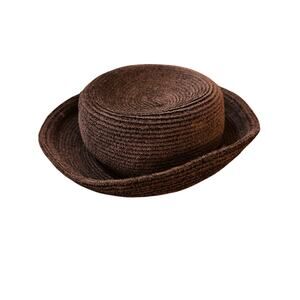 Annabel Ingall Australia Brown Woven Bucket Cloche Hat Womens Elegant Minimalist